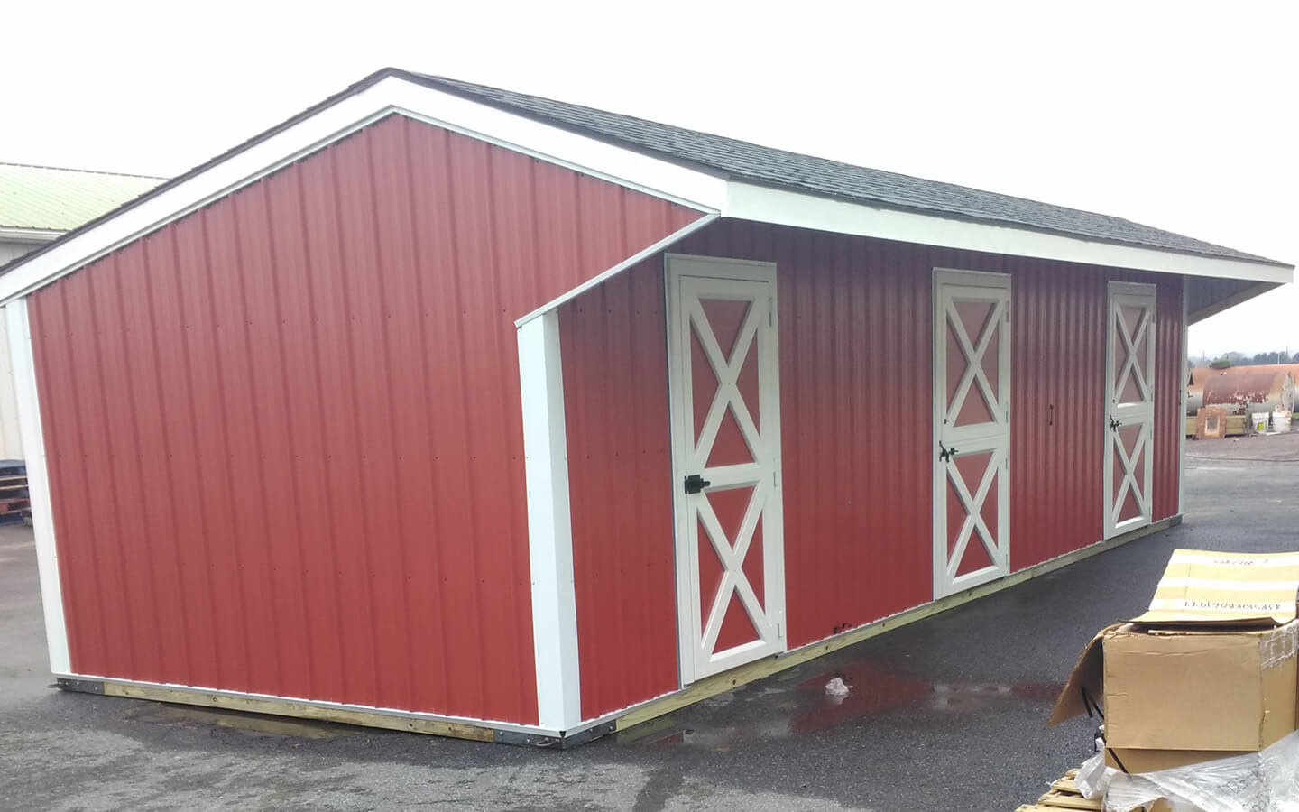 10x36 w/4 ft overhang; metal siding & shingle roof